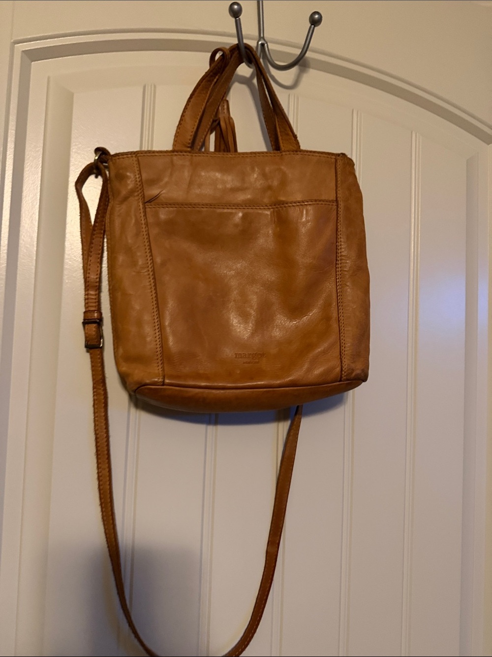 margot Tan Leather Crossbody Bag with Tassel - Picture 16 of 16